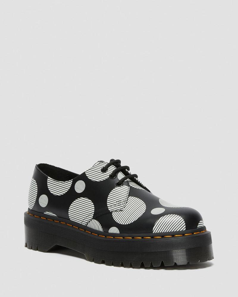 1461 Polka Dot Smooth Bőr Platform Cipő Férfi Fekete | HU 196NWY